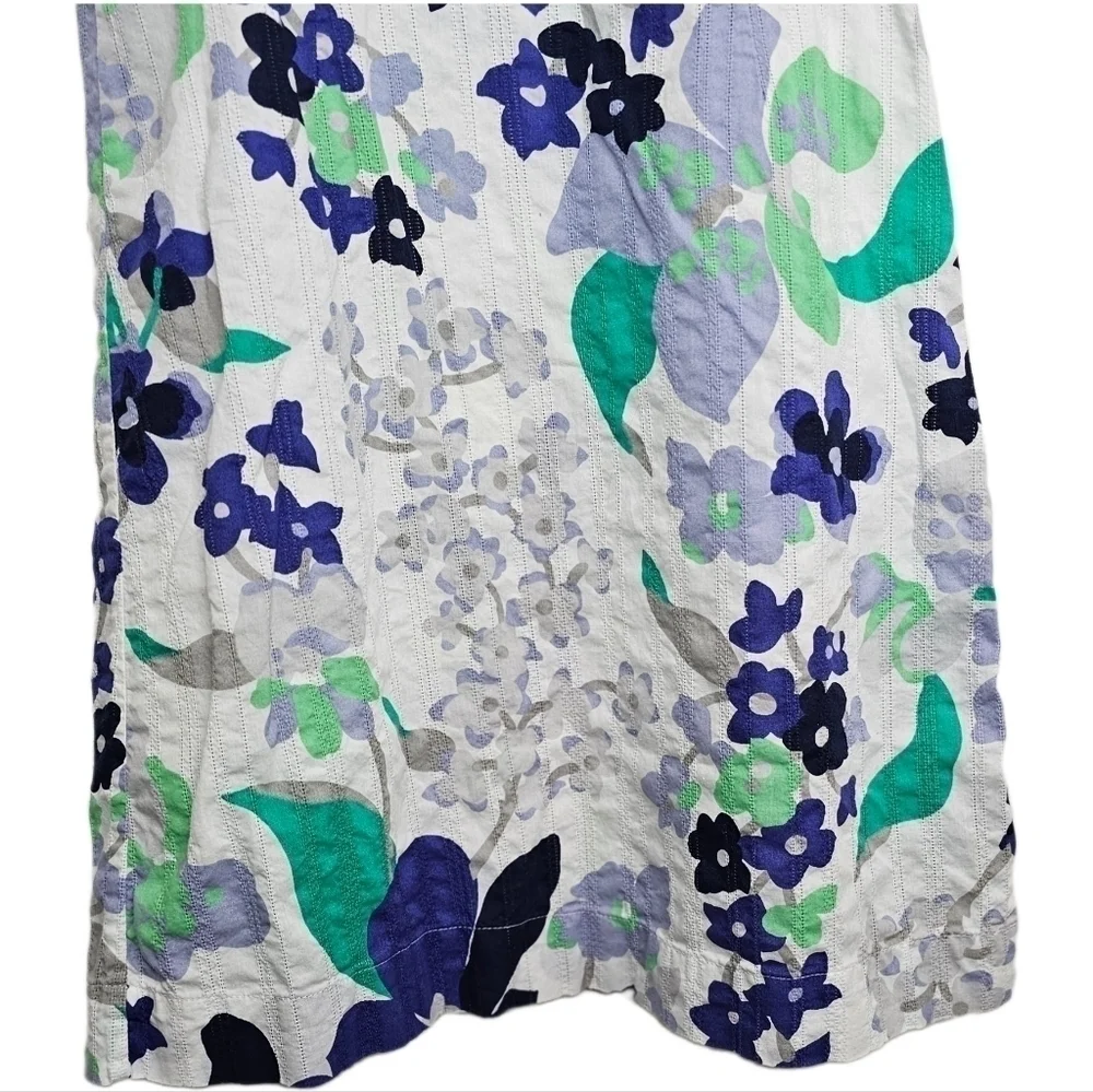 Boden dress floral short sleeve white empire waist midi 8P